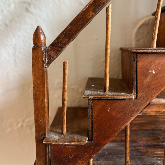 🪜 Vintage Wooden Staircase Shelf Miniature Display Rustic Farmhouse Cottagecore - Picture 3 of 9